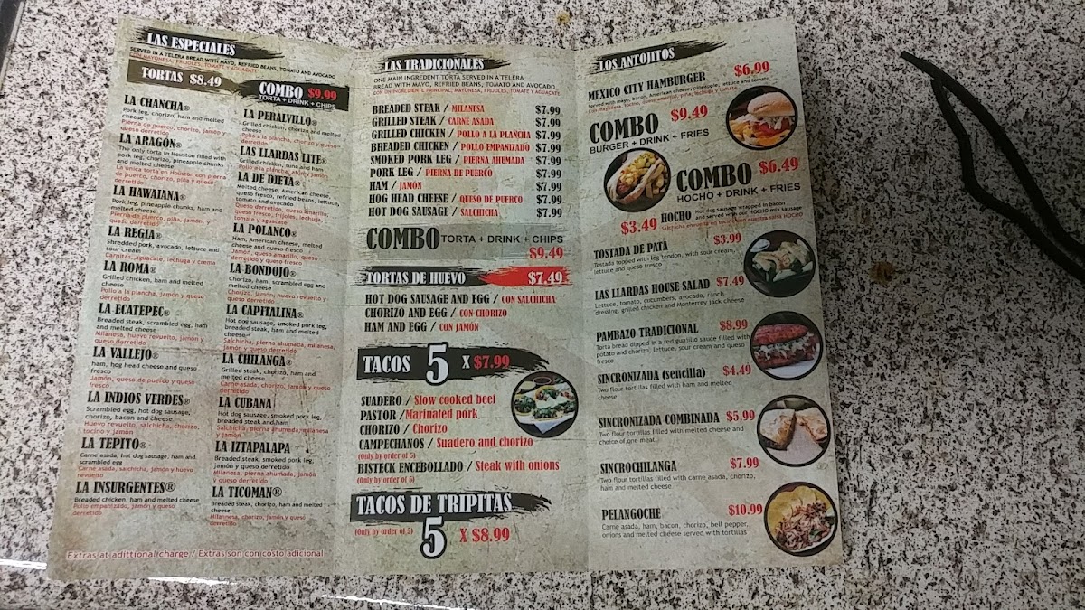 Tortas Las Llardas Menu - Image 3